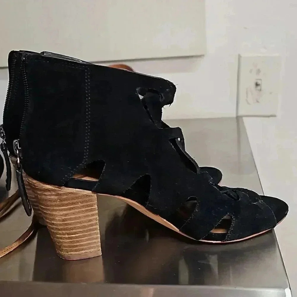 Zodiac Womens Camila Black Suede Heel Ankle Gladiator Sandals Shoes